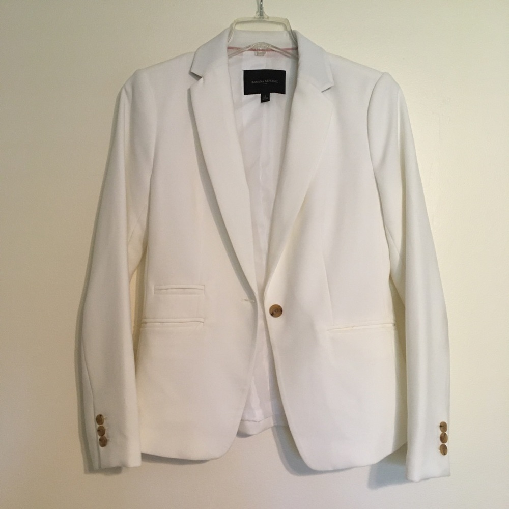 Banana Republic White Women’s Coat/Suit Jacket